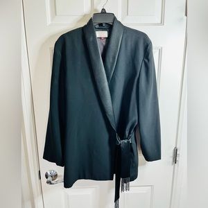 Dressy black wrap blazer with beads